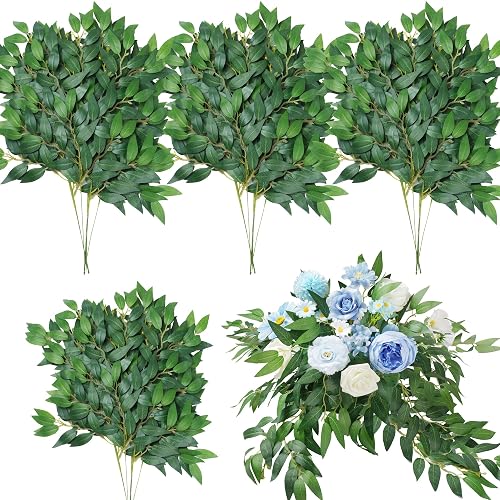 30Pcs Italian Ruscus Greenery, 23" Artificial Silk Stems Garland w/Green