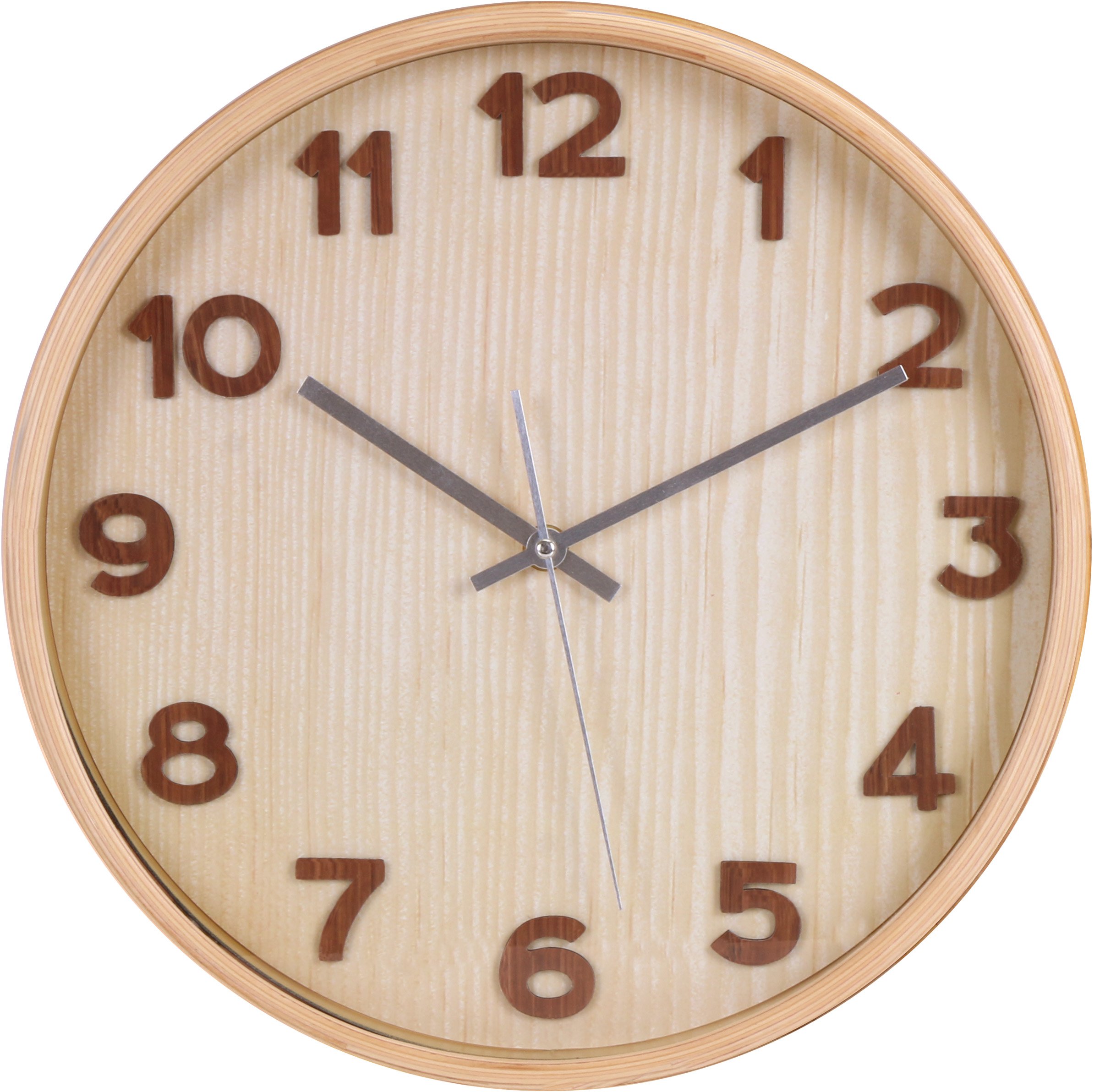 Large Decorative Wall Clock - Universal Non-Ticking Wall Clock (Natural Brown)