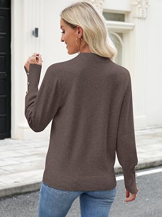 ANRABESS Lightweight Sweaters for Women Long Sleeve V Neck Shirts Business Casual Work Blouses 2026 Fall Knit Pullover Tops