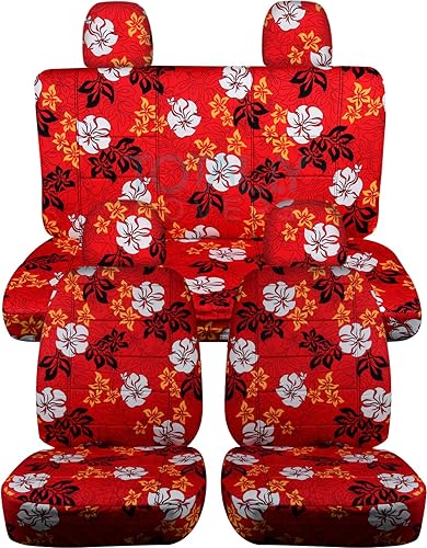 Miniatura 2 de Fundas para asientos Hawaiian para Volkswagen New BeetleBug A5 2012-2017 - Juego completo para asientos delanteros y traseros (4 impresiones), cupé,