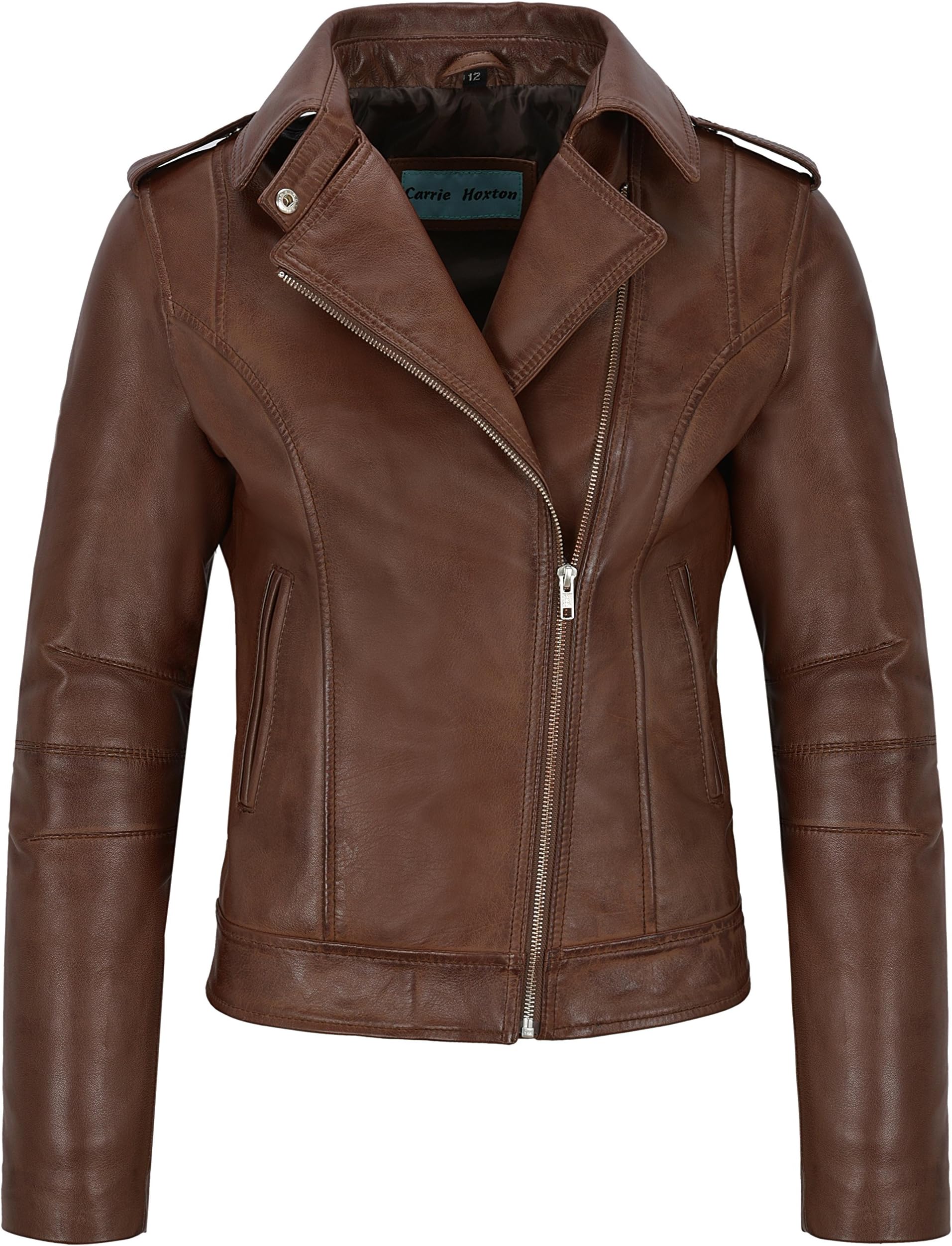Ladies's Brando Real Leather Jacket 100% Lambskin Casual Fashion Biker Style 442