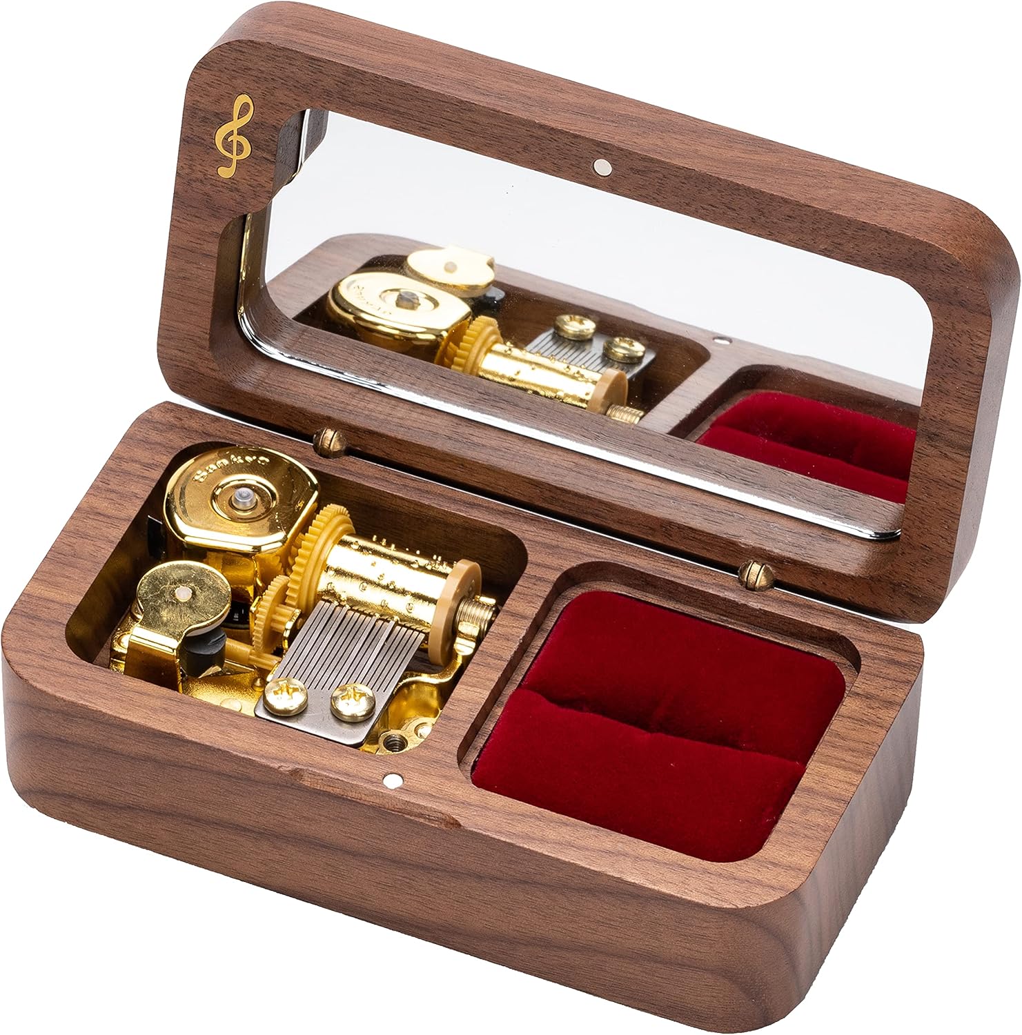 BELLA GLOBE You are My Sunshine Music Box with You are My Sunshine Sunflower Necklace Gift for Women Mom Grandma Daughter Sunflower Pendant Necklace in Wind Up Wood Jewelry Music Box