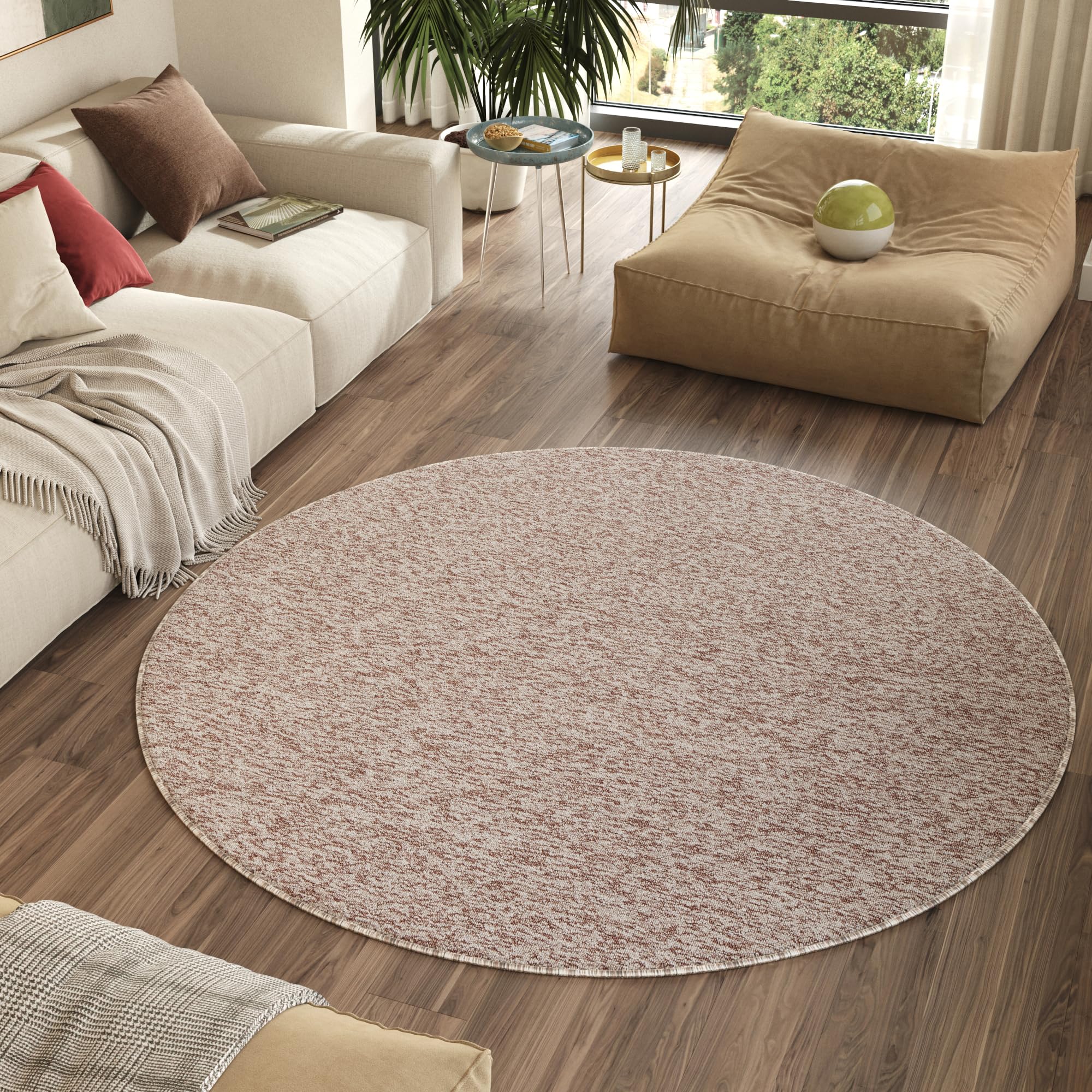 Tapis poils ras moderne beige 200 x 200 cm résistant pour chambre