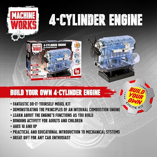 Machine Works 4-Cylinder Engine Kit - Build Your Own Combustion Model, 10+ - 2
