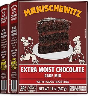 Manischewitz Extra Moist Cake Mix With Frosting 14oz (2 Pack), Kosher for Passover, Pan included, Pudding in the Mix