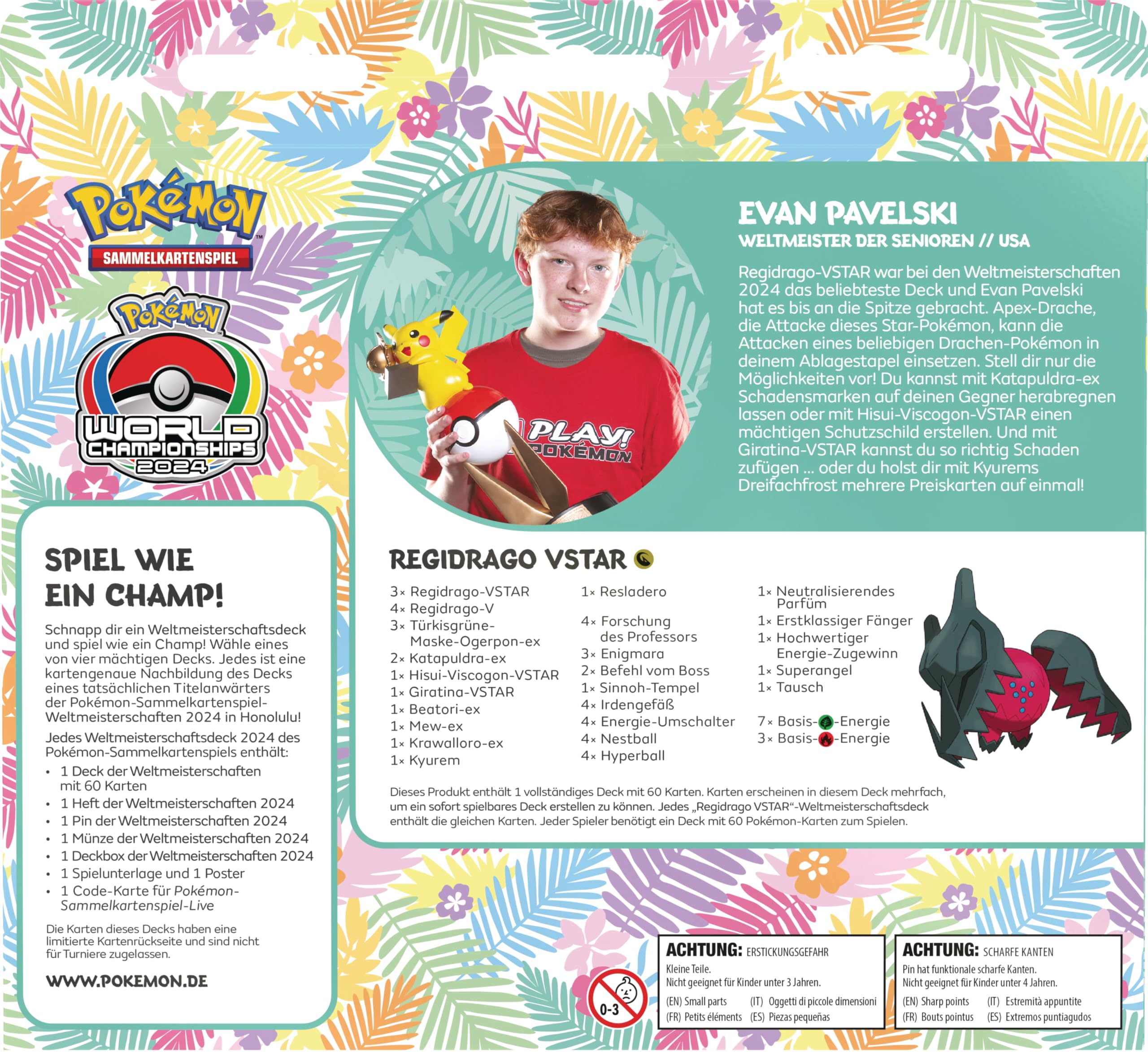 Pokémon-Sammelkartenspiel: Weltmeisterschaftsdeck 2024 - Evan Pavelski - Regidrago-VSTAR (1 vollständiges Deck mit 60 Karten & Zubehör)