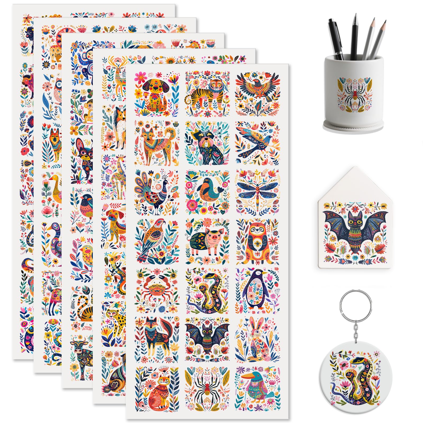 Lot enveloppes UV DTF de motifs variés pour personnaliser vos cadeaux et mini tasses