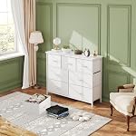 MUTUN Dresser pour chambre avec 7 Tiroirs, Commode de tiroirs avec plateau en bois, Grandes commodes Liquidation dans la chambre, Tiroirs de rangement pour le salon Tv Stand, Clochette, Entrée, Blanc