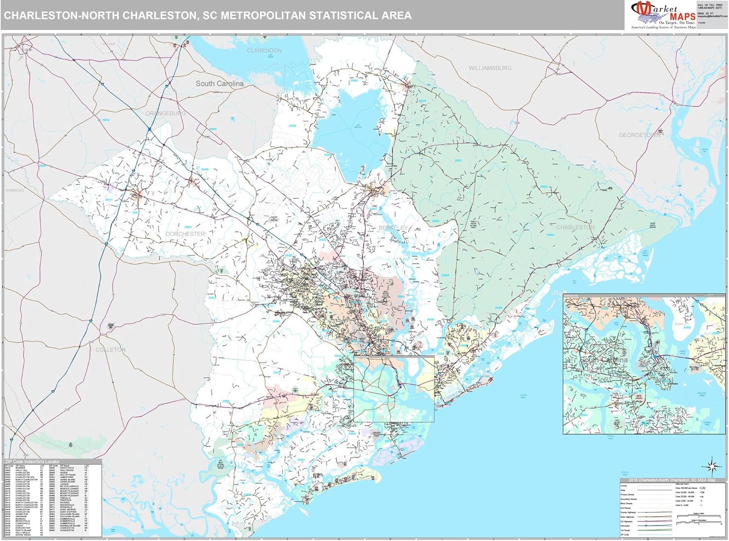 MarketMAPS CharlestonNorthCharleston, SC Metro Area Wall