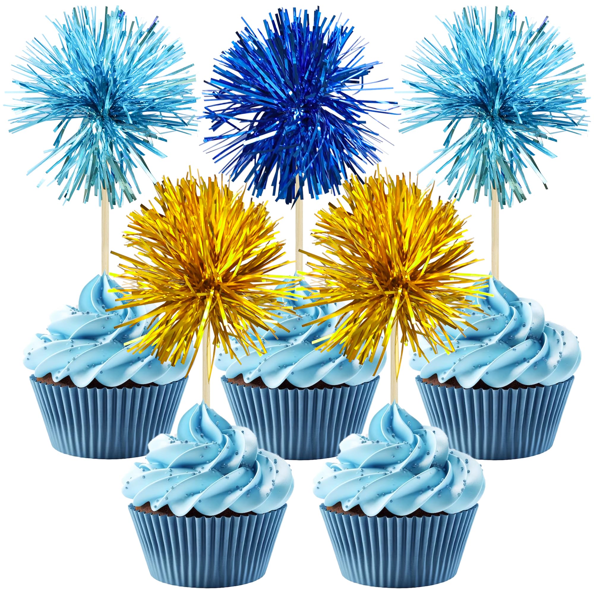 Sparkly Firework Cupcake Toppers - Birthday Party Decor -30