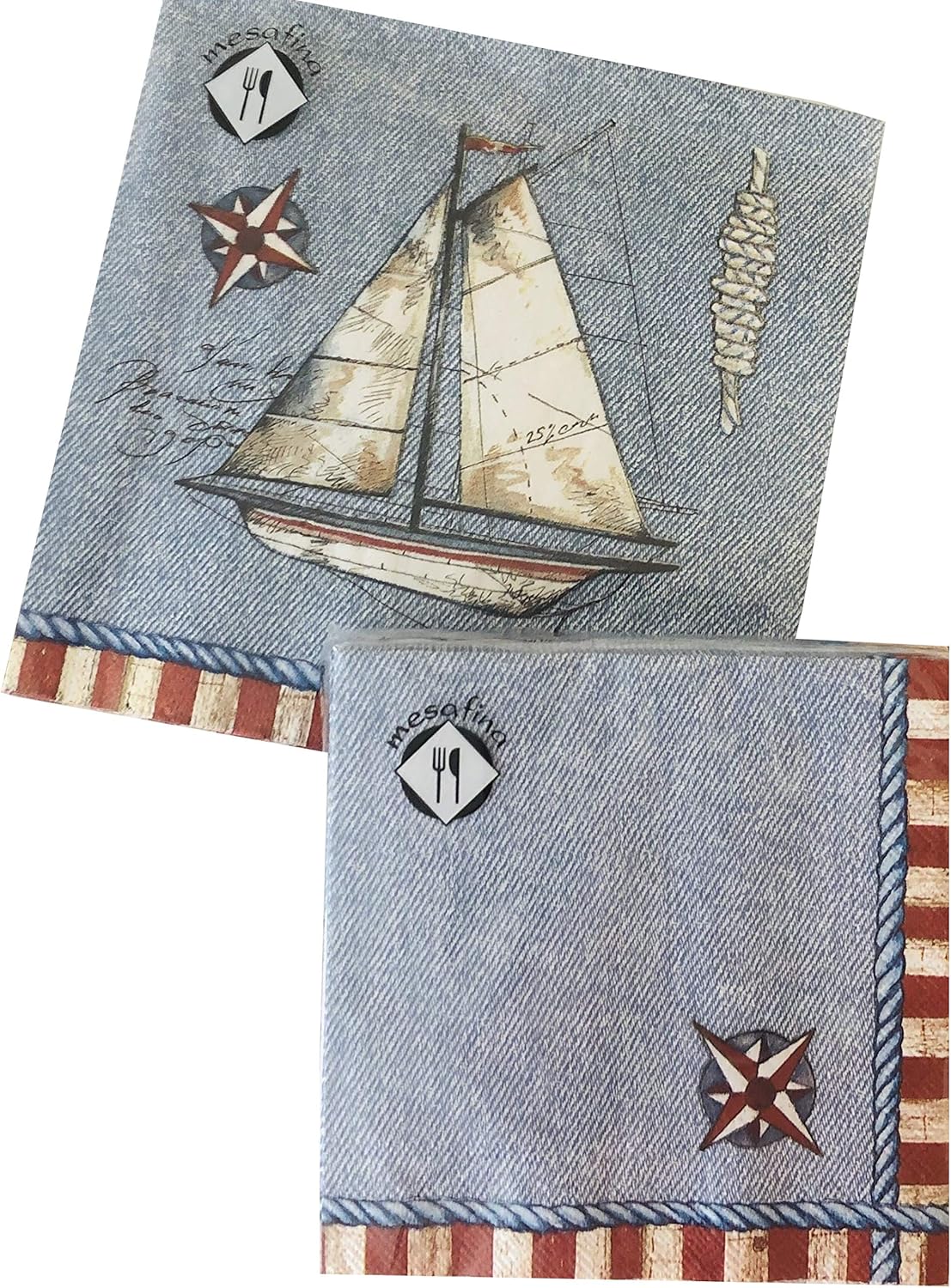 20 Lunch + 20 Cocktail Father's Napkins Nautical Napkins