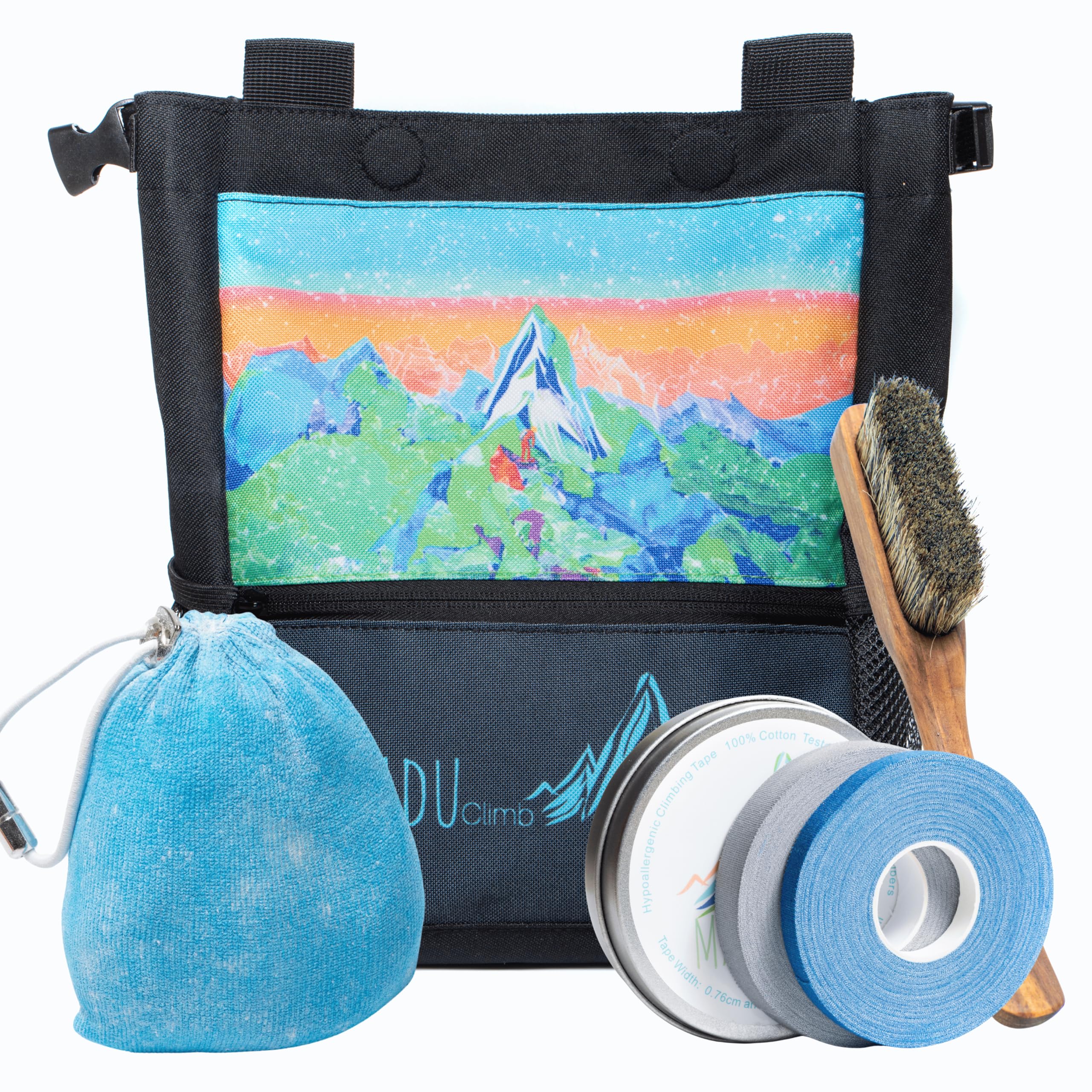 Cubo de tiza para escalada en roca, bolsa grande (azul paquete)