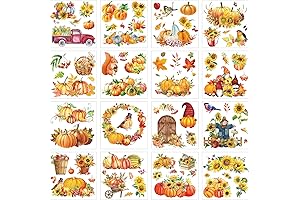 Satinior Fall Rub On Transfers for Crafts, Maple Leaf Pumpkin Decals