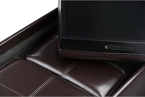 Miniatura 257 de Otomana rectangular de almacenamiento de cuero sintético Simpli Home Avalon., Cuero, Marrón Azul,Marrón Chocolate,Cloud gris,Gris oscuro,Azul