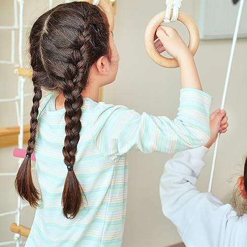 Miniatura 5 de Avenlur Grove 8 en 1 - Gimnasio de la selva interior con anillos de gimnasia, cuerda de escalada, columpio, tobogán, barras de mono, red de pared de