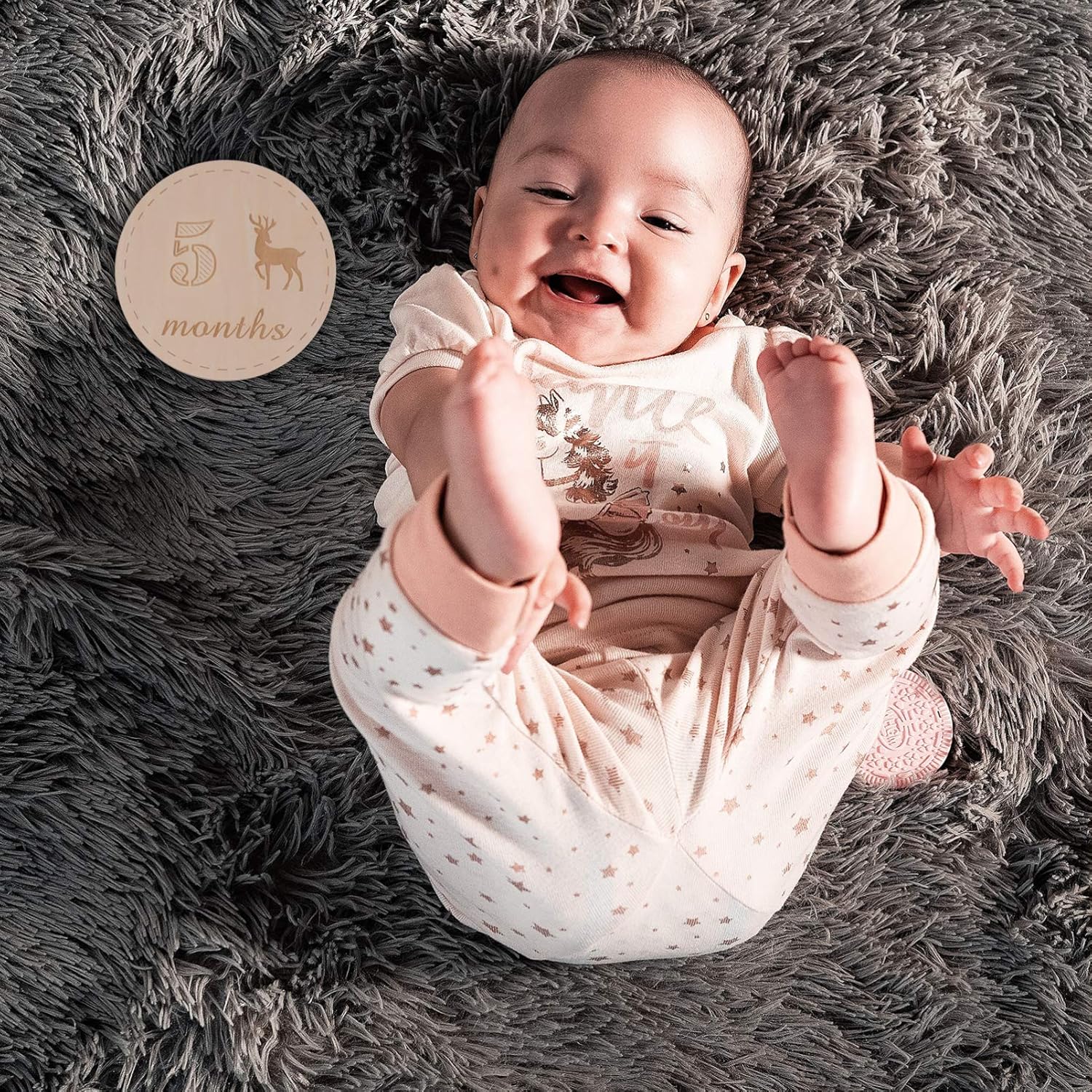 VALICLUD 12pcs Baby Monthly Cards Wooden Discs Milestone Cards Baby First Year Growth Photography Picture Commemoration Props : Baby