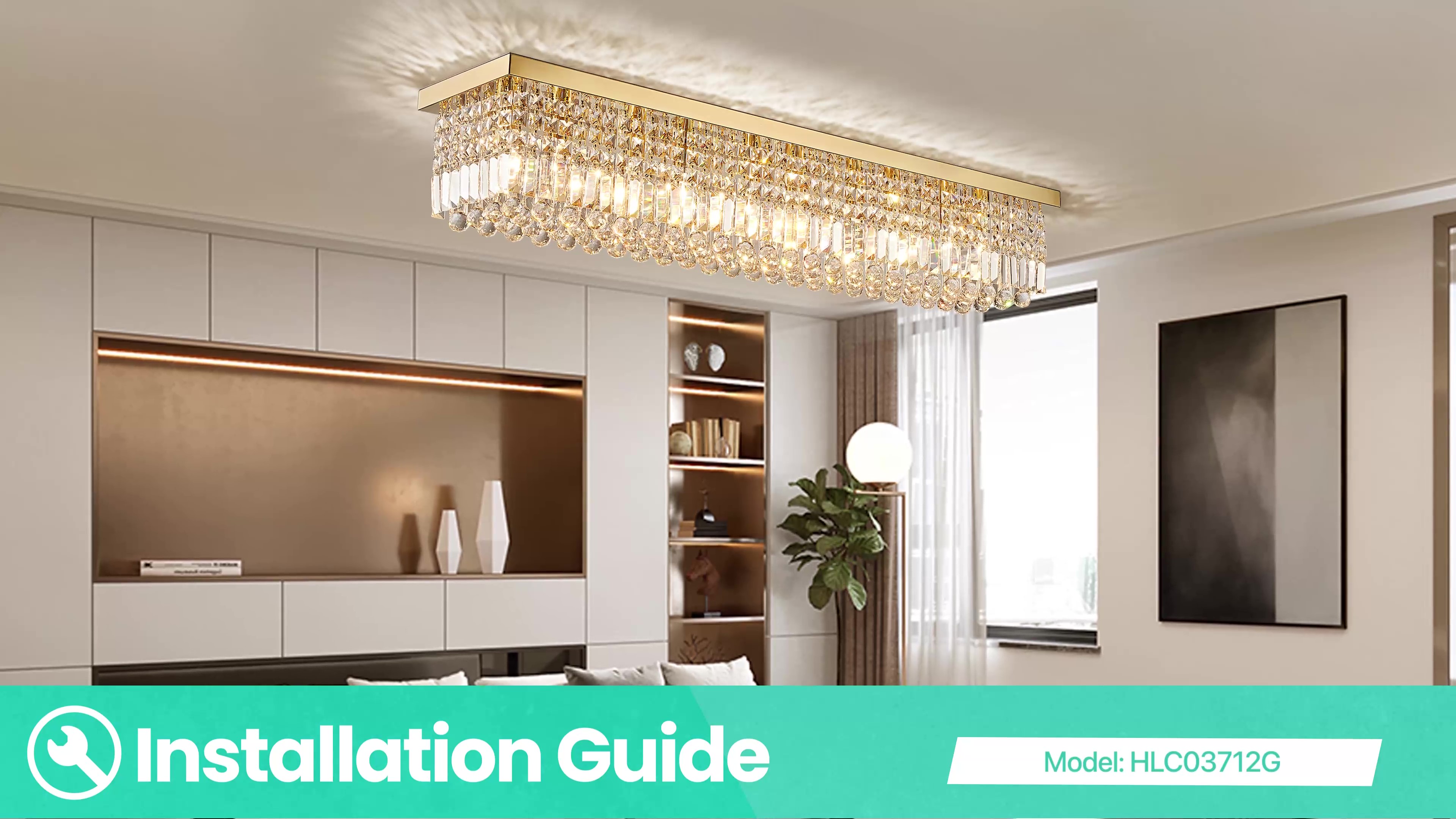 Siljoy Modern Gold Crystal Chandelier for Dining Room, 8-Light