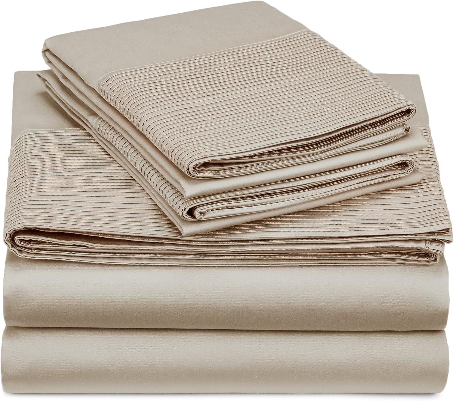 Amazon Brand – Pinzon 400-Thread-Count Pleated Hem Egyptian Cotton Sheet Set - Full, Parchment