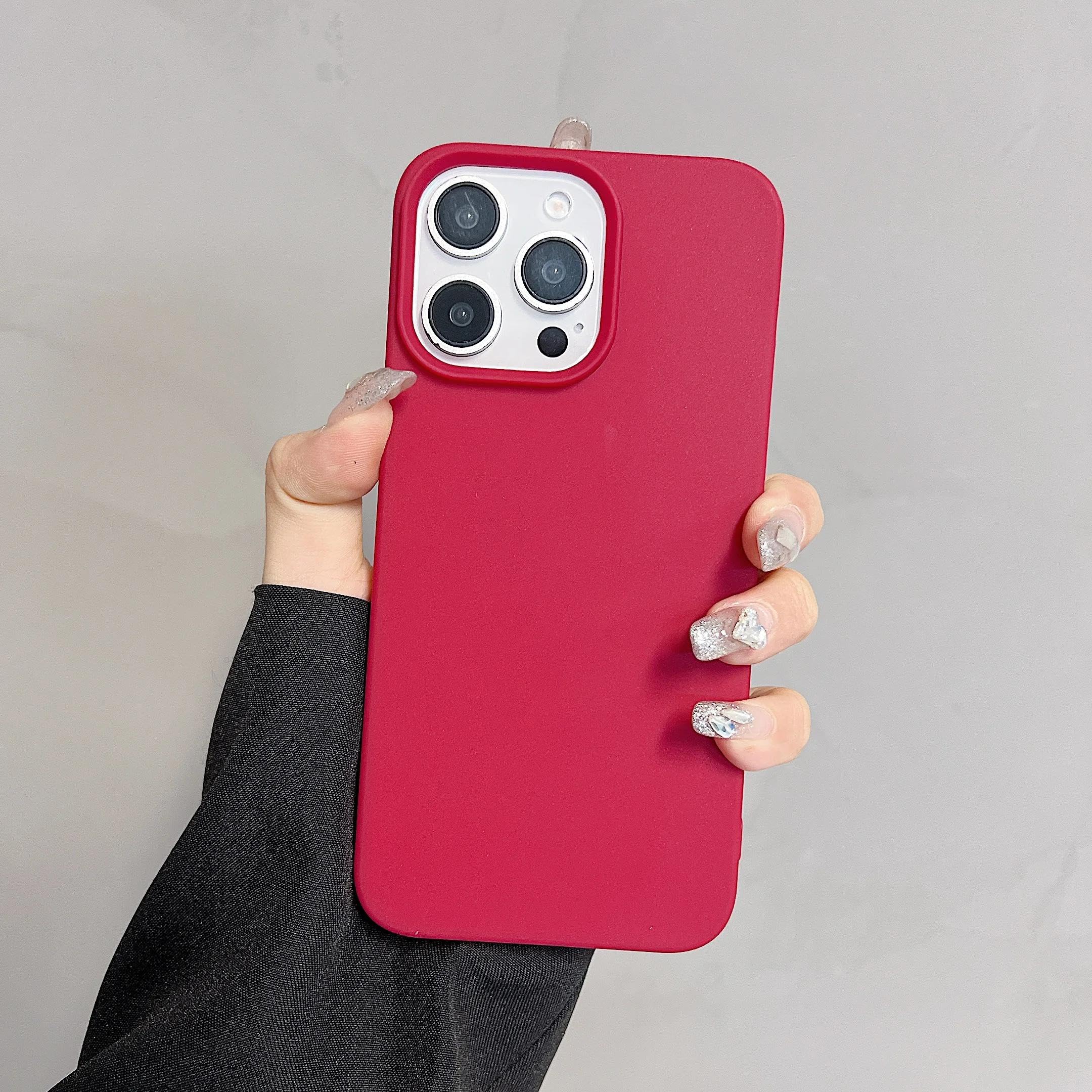 Coque silicone TPU rouge iPhone 14 souple mate antichoc - 7