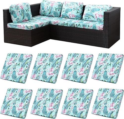 BIETYONE 8Pcs Stretch Patio Cushion Covers,Outdoor Couch Covers Replacement,Outdoor Couch & Sofa Slipcovers,for Patio Furniture Cushion Covers,Washable Reusable urniture Protector(Hummingbird,8PCS)