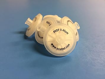 Syringe Filter, PVDF, 25mm Diameter, 0.45um, 100/pk