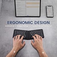 Perixx PERIBOARD-805 Ergo Összehajtható Bluetooth Billentyűzet - Ergonomikus V-alakú Kialakítás - iOS, Android, Windows Kompatibilis - Ultra 4