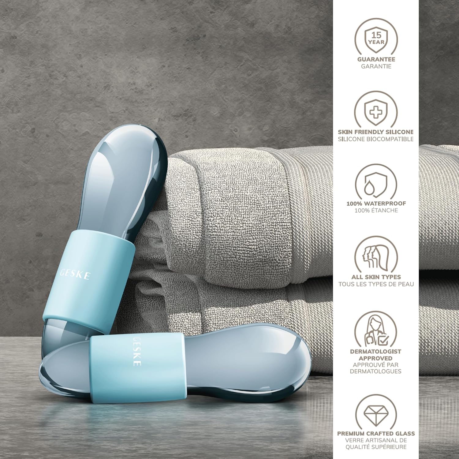 GESKE SmartAppGuided™ Cool & Warm Duo Eye Massager | 7 in 1 | Time-saving Dual Massager | For Eyes & Face | Battery-free Cooling & Warming | Firms, Relaxes & De-Puffs Skin