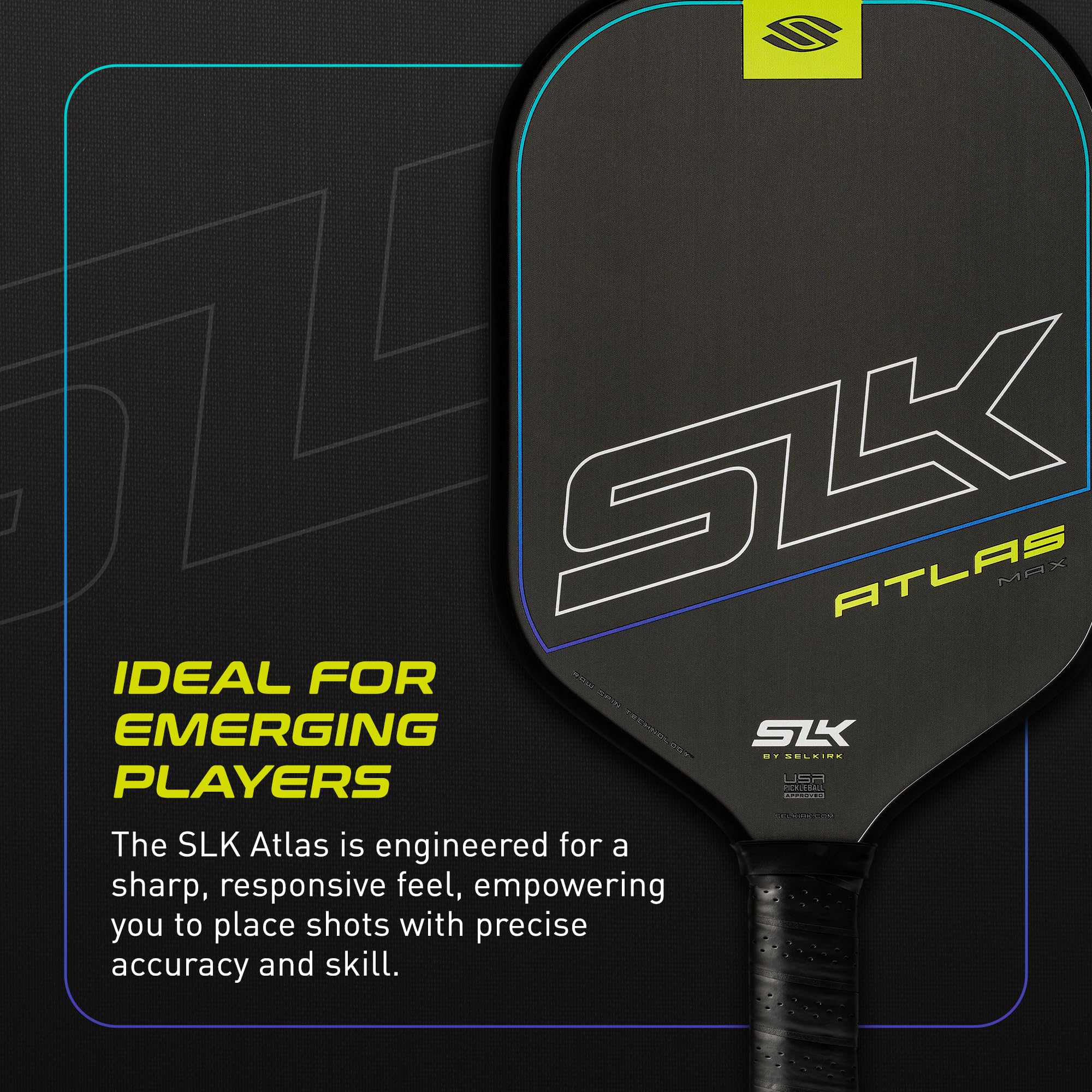 Selkirk Sport Atlas Pickleball-Paddel | SLK Raw Kohlefaser Pickleball-Paddel-Set | Der perfekte Starter für jeden kommenden Pickleball-Spieler