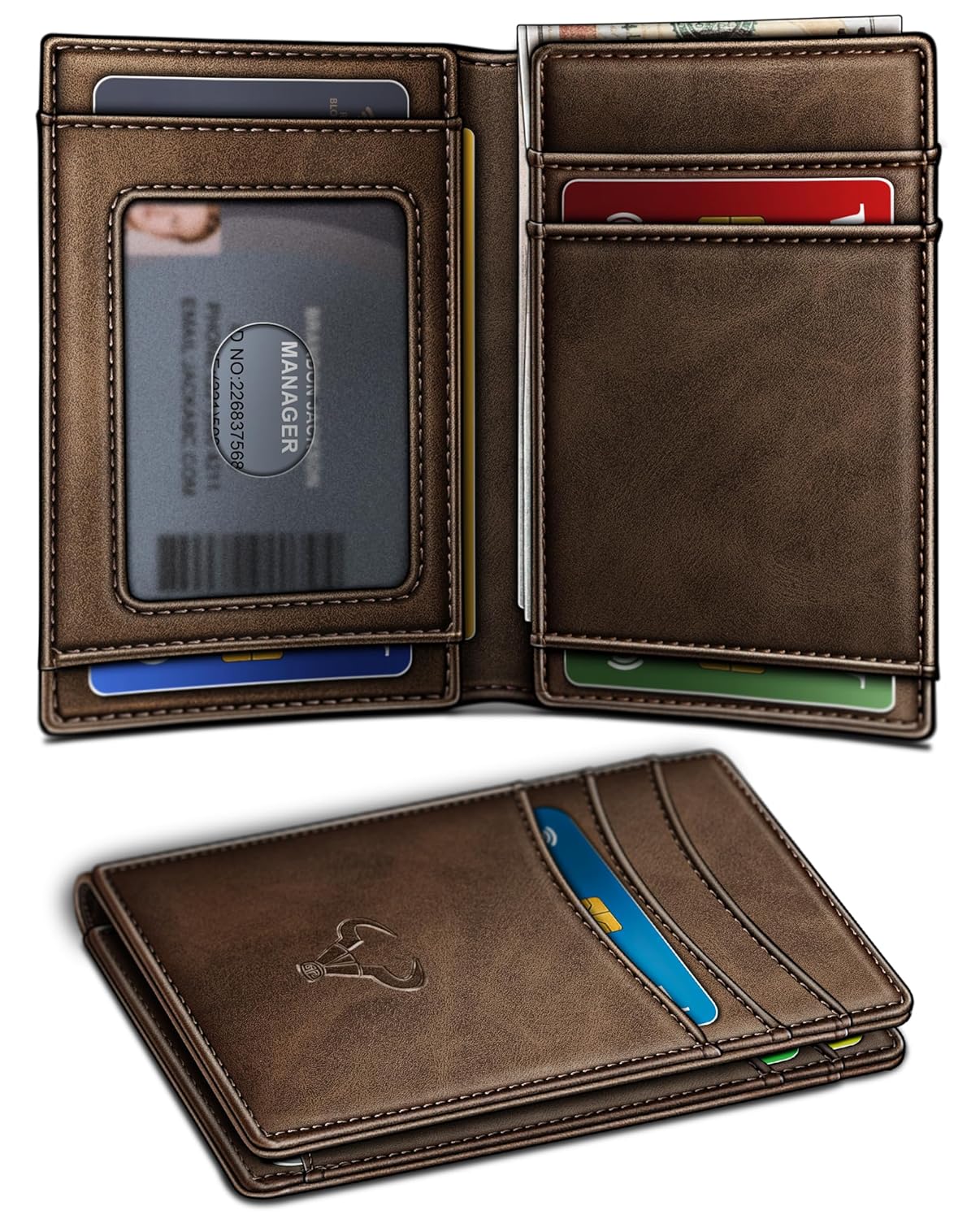 BULLIANT Slim Wallet For Men 12Cards Magnetic Flip Build-in Money Clip Airtag Compatible-RFID Blocking