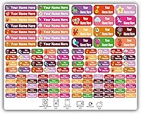 Vista 12 de Etiquetas de nombre personalizadas: diseños de iconos para niños, niñas y niños. 52 etiquetas impermeables para escuela, guardería y campamento.
