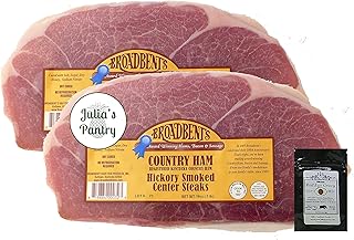 Julia's Pantry Premium Cured Country Ham Hickory Smoked Center Steaks 2 - 1# Packages with Red Eye Gravy Sample