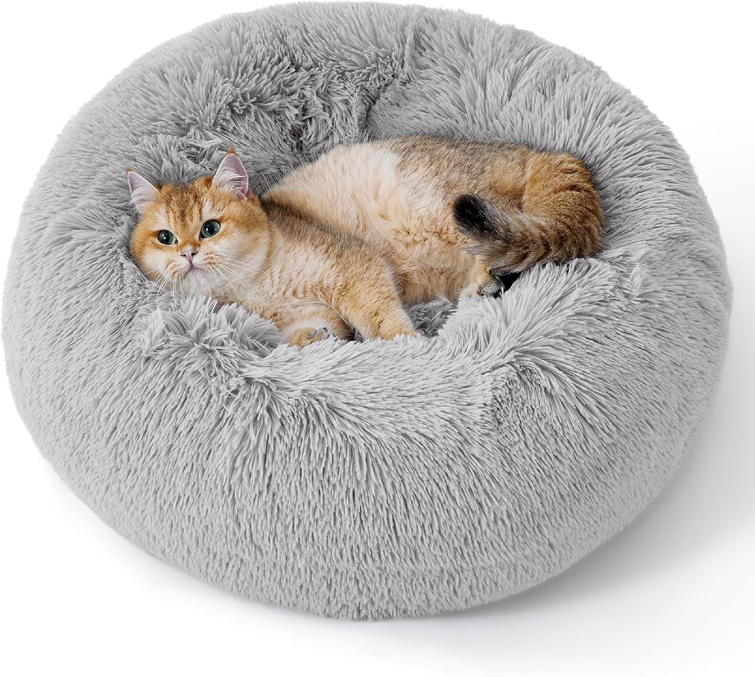 Bedsure Calming Cat Bed, Small, Pale Grey
