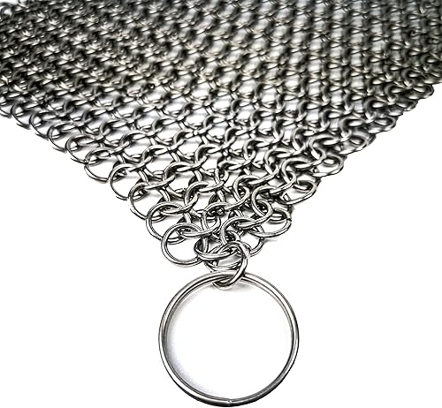 Miniatura 4 de Mythrojan Limpiador de hierro fundido de 5.9 x 5.9 pulgadas de acero inoxidable 316L de malla de malla redonda para sartén de hierro fundido, sartén