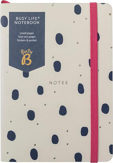 Busy B Busy Life Notebook - A6 Spot Notebook with Stickers and Pocket