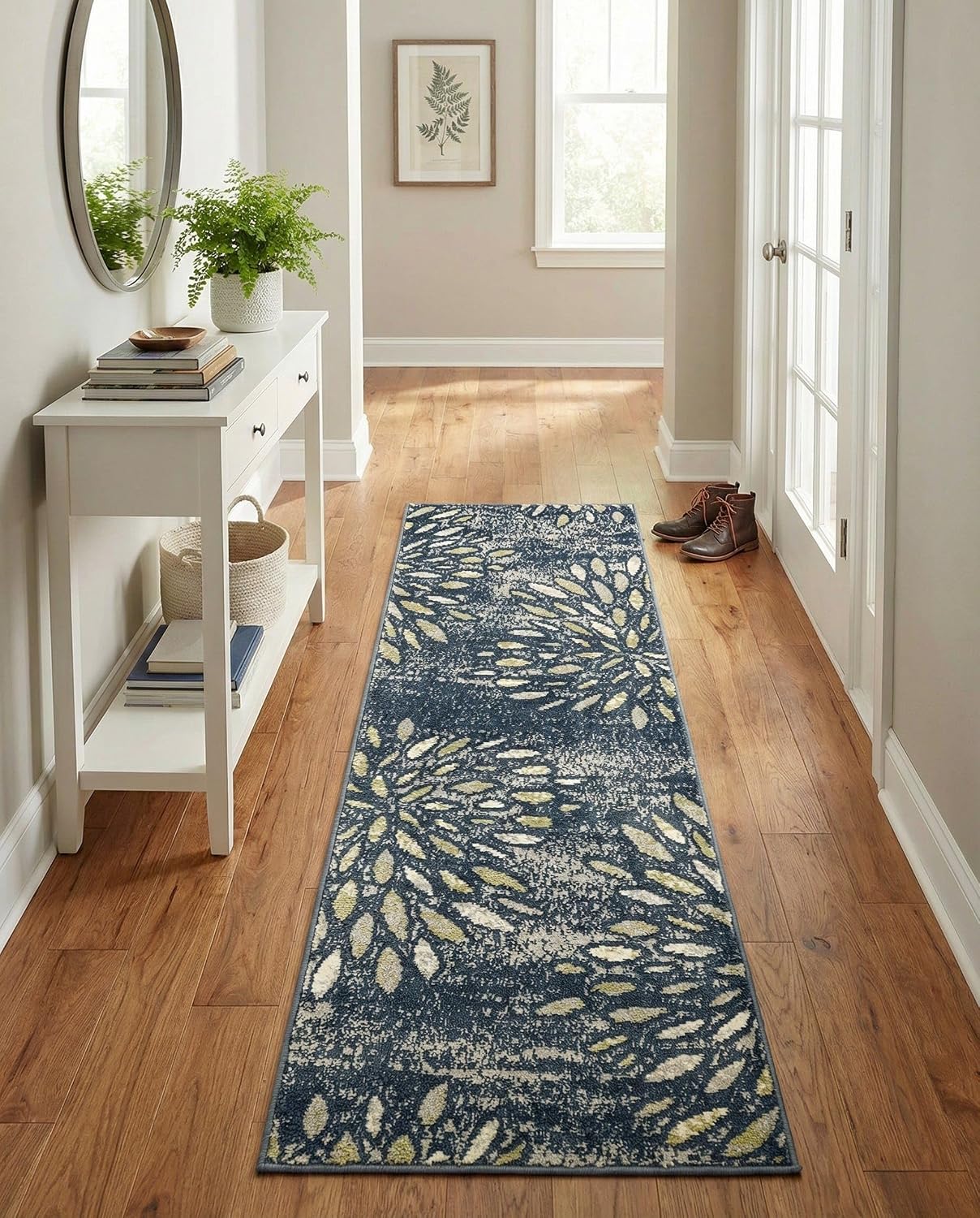 Rugs.com - Charleston Rug – 6 Ft Runner Navy Blue Easy-Clean Rug – Low Pile, Durable, Ideal for Hallways