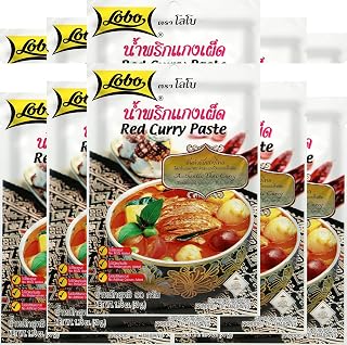 Lobo Thai Red Curry Paste - No MSG, No Preservatives, No Artificial Colors (Pack of 10)