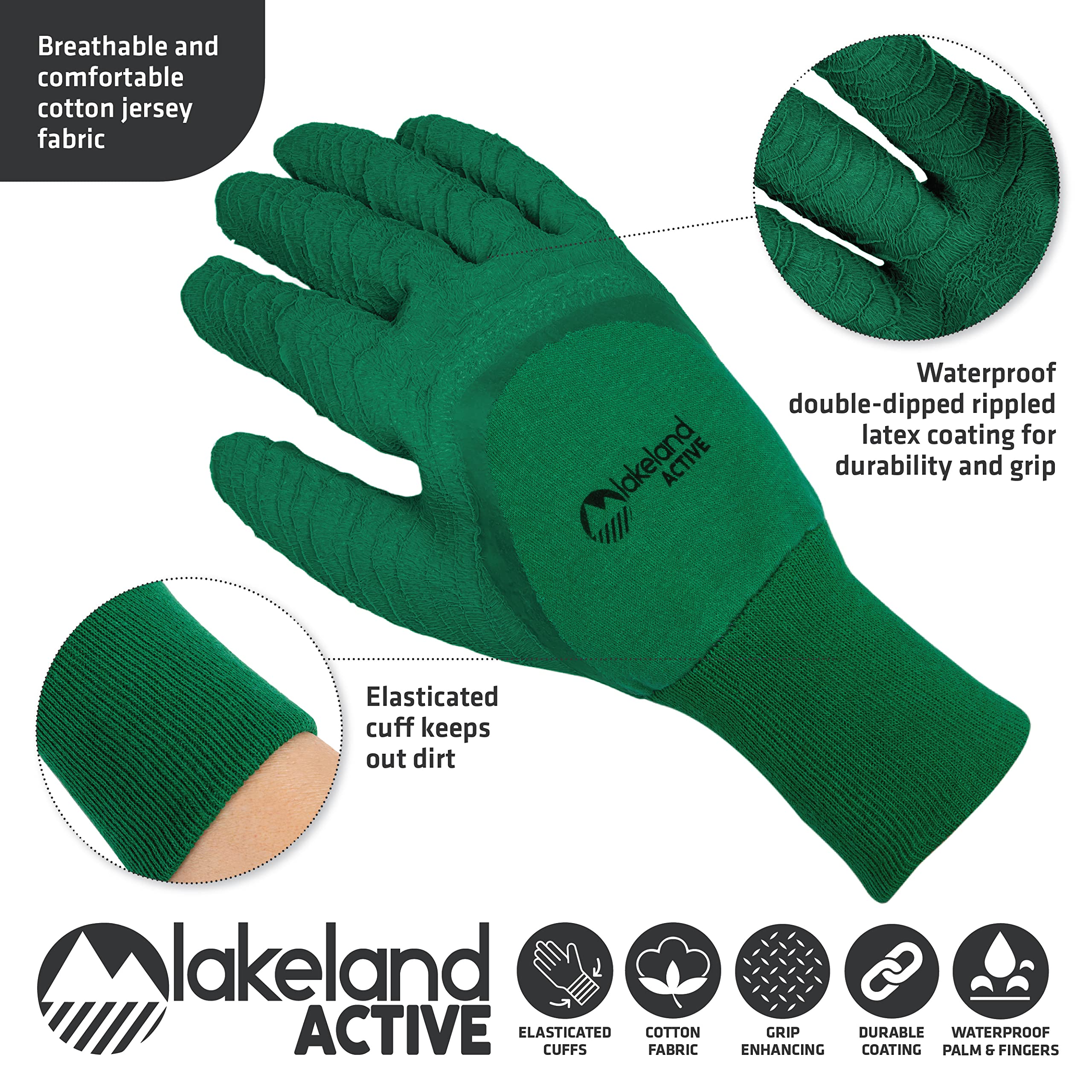 Lakeland Active 2 works Multipurpose Gardening Work Gloves - Field Green & Oxford Blue - X-Large, XL (Pack of 2) - Image 3
