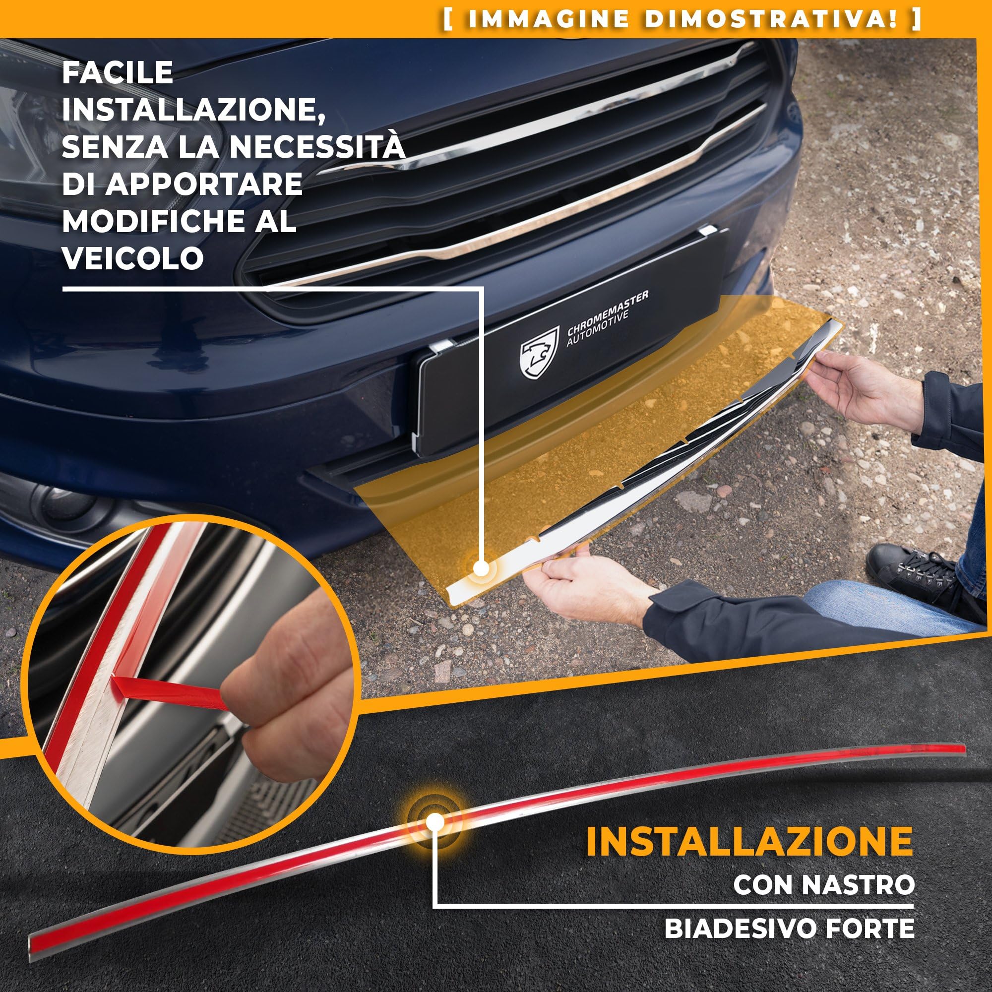 CHROMEMASTER | Compatibile con Fiat 500X 2015-2018 | Profilo per Griglia del Paraurti Anteriore; Acciaio inossidabile Lucidato | Neues, Adattamento Perfetto; Nuovo Aspetto Attraente dell'Auto
