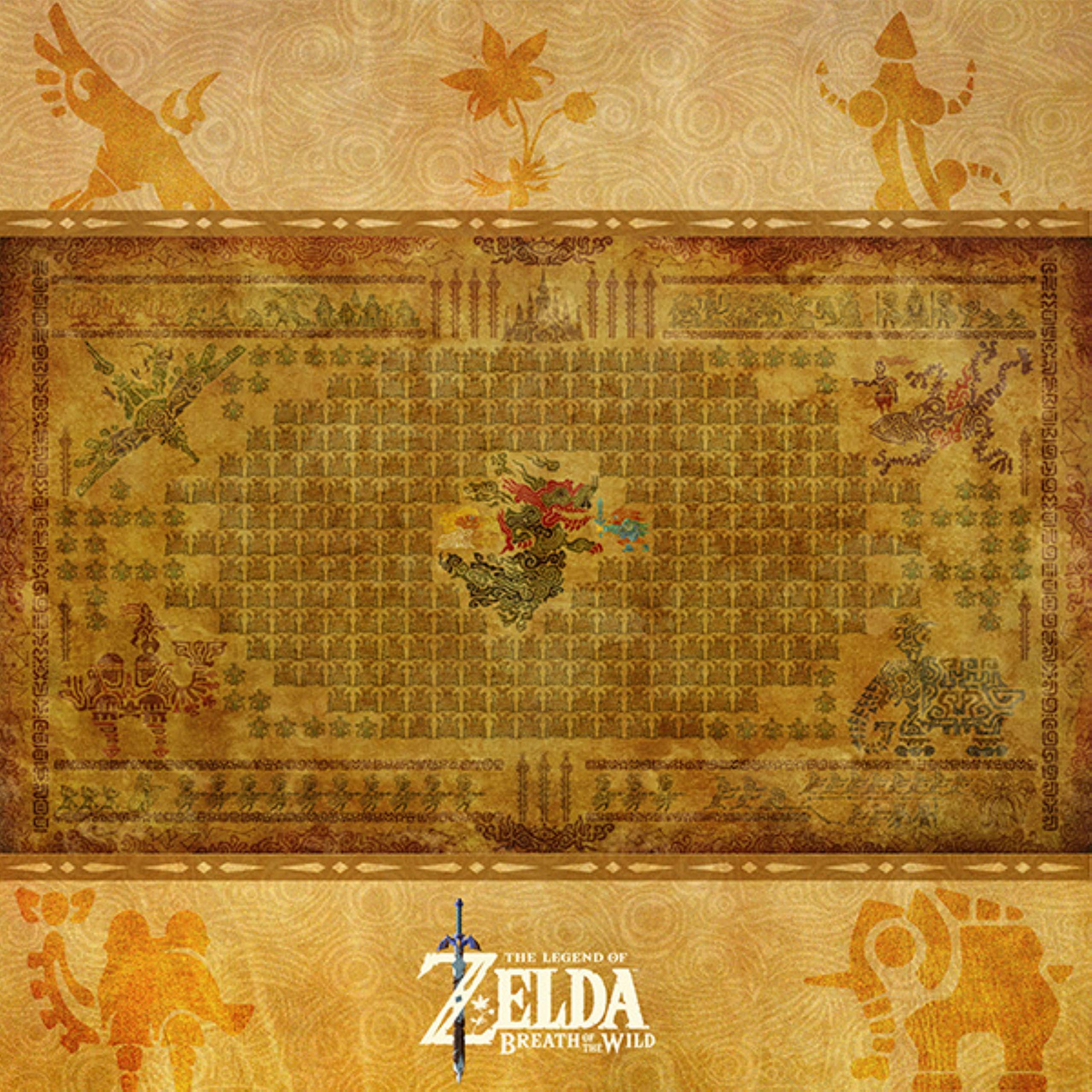 Prolific Art Galleries The Legend of Zelda Breath of the Wild Hyrule Map Canvas Print Poster Wall Art Decor - 6x6 inch - Ganon and Divine Beasts; Vah Ruta Vah Medoh Vah Rudania and Vah Naboris