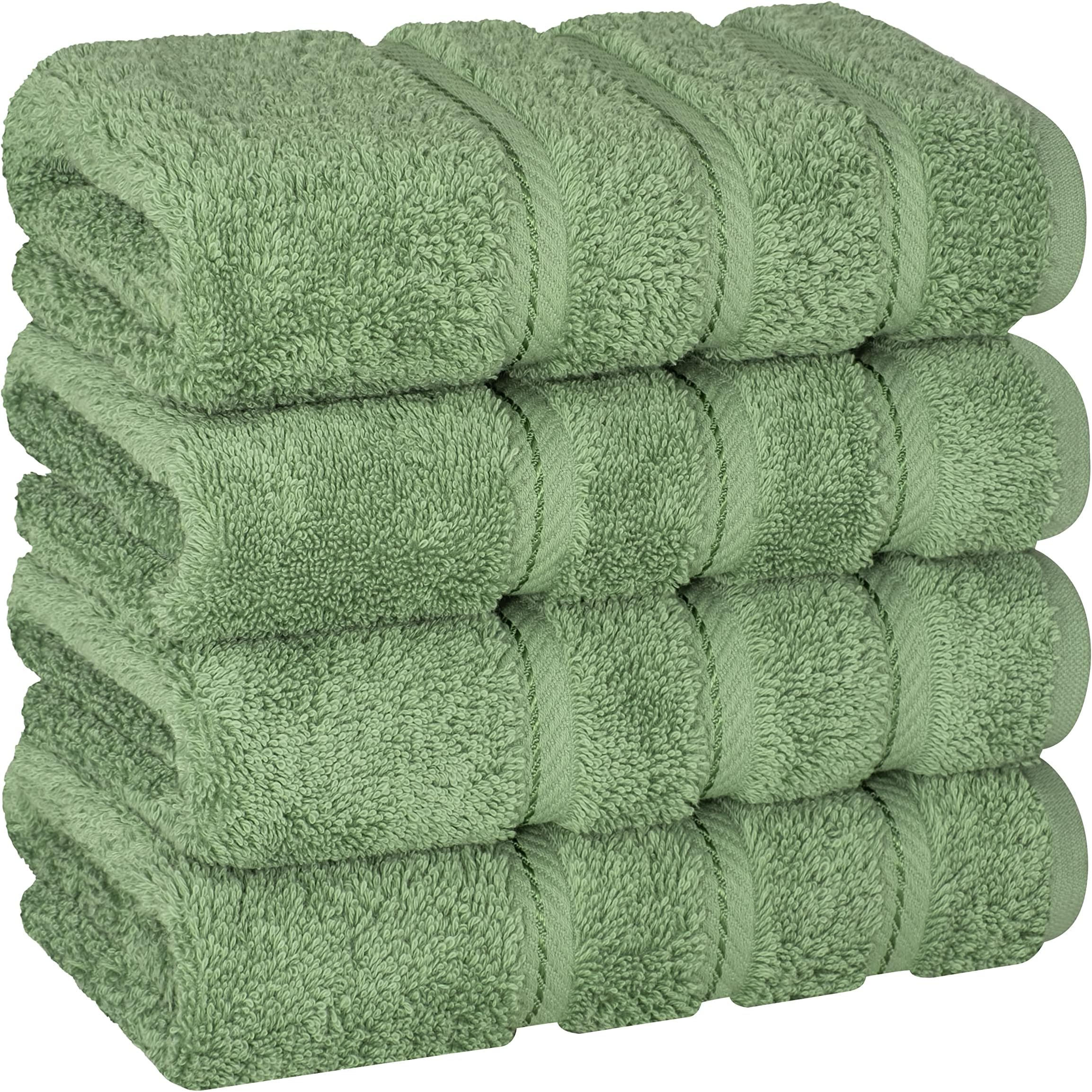 American Soft Linen Luxury Hand Towels for Bathroom, 100% Cotton Turkish 4 Piece Hand Towel Set, 600 GSM Hand Face Towels for Kitchen, Sage Green Hand Towels