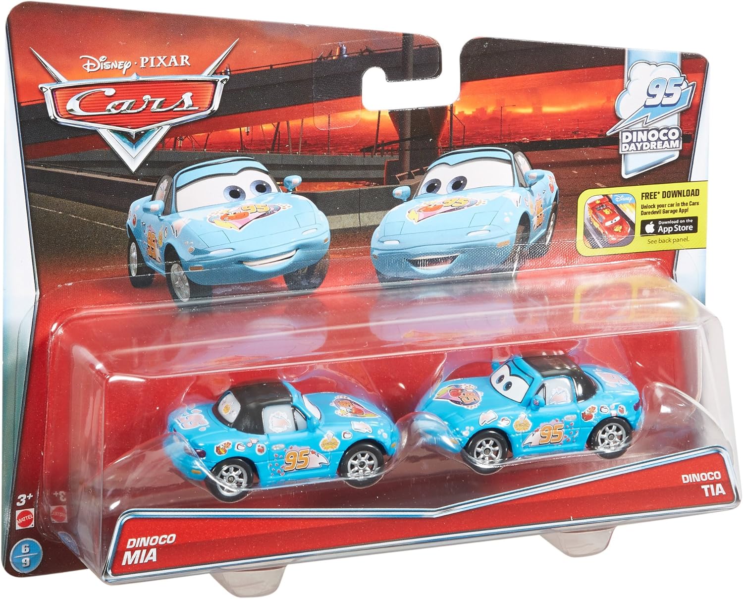 Disney Pixar Cars Diecast Character Car 2-Pack, Dinoco Mia & Tia