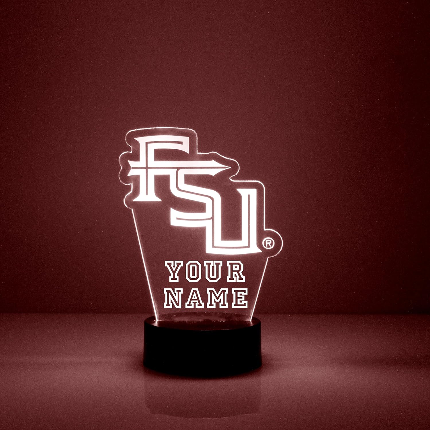 Custom Florida State University (FSU) Seminoles Letters LED Sign Night Light Lamp with Remote, Personalized Name, Text, Officially Licensed from the CLC by Mirror Magic Gifts, Made in the USA