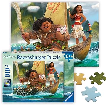 Ravensburger - Disney Moana & Maui - 100 Piece Jigsaw Puzzle - Favorite Scene from The Moana Movie - Stunning, Bright Colors - Premium Quality - Ideal Gift - Screen-Free Fun - Children Age 6+