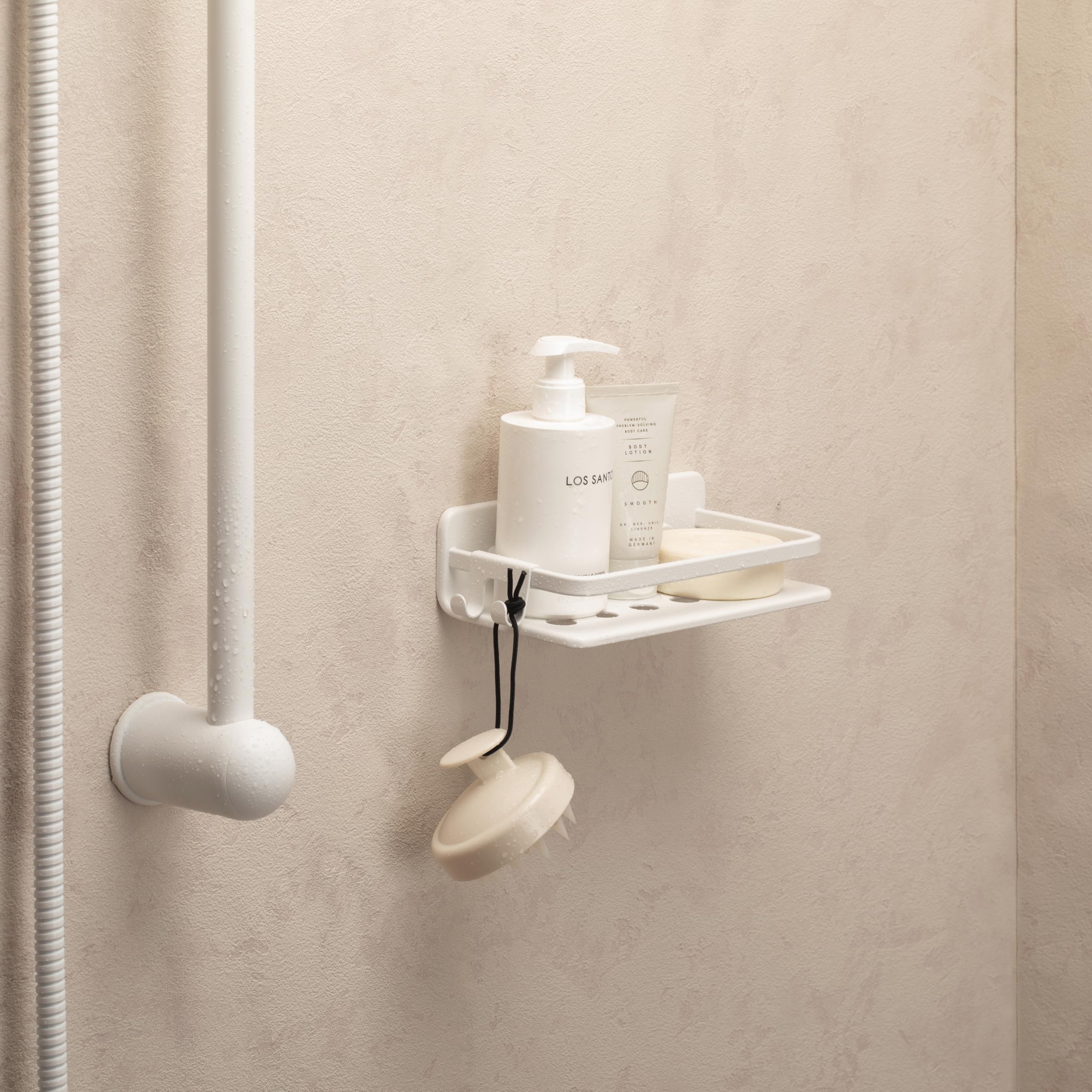 TATAY Shower Shelf No Drilling Rectangular Aluminium, Artic White, 10x20x5.5 cm - Image 2