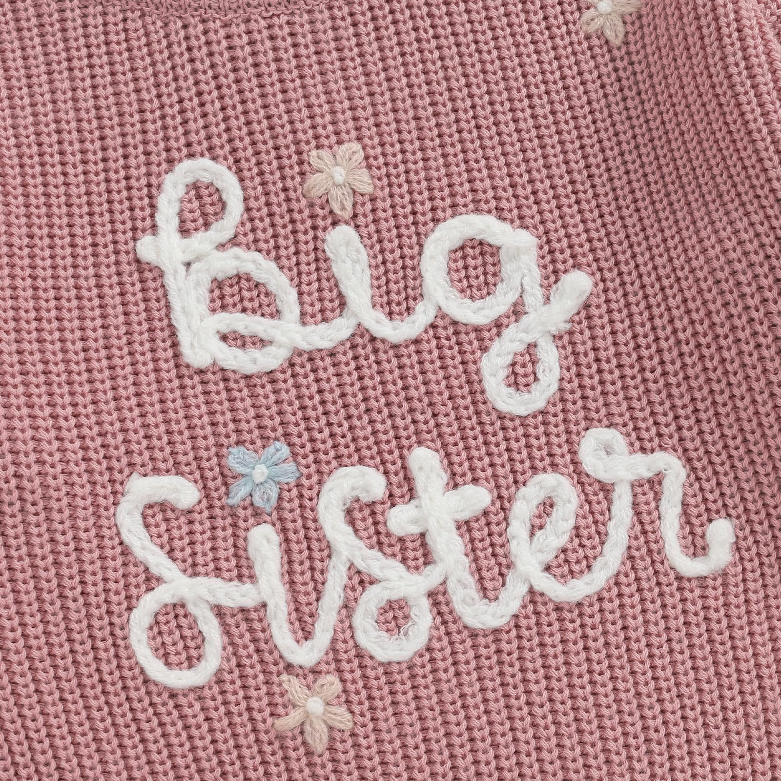 Yassiglia Tenue Big Sister Little Sister pour bébé fille - Pull tricoté pour enfant - Pull chaud en tricot pour l'hiver
