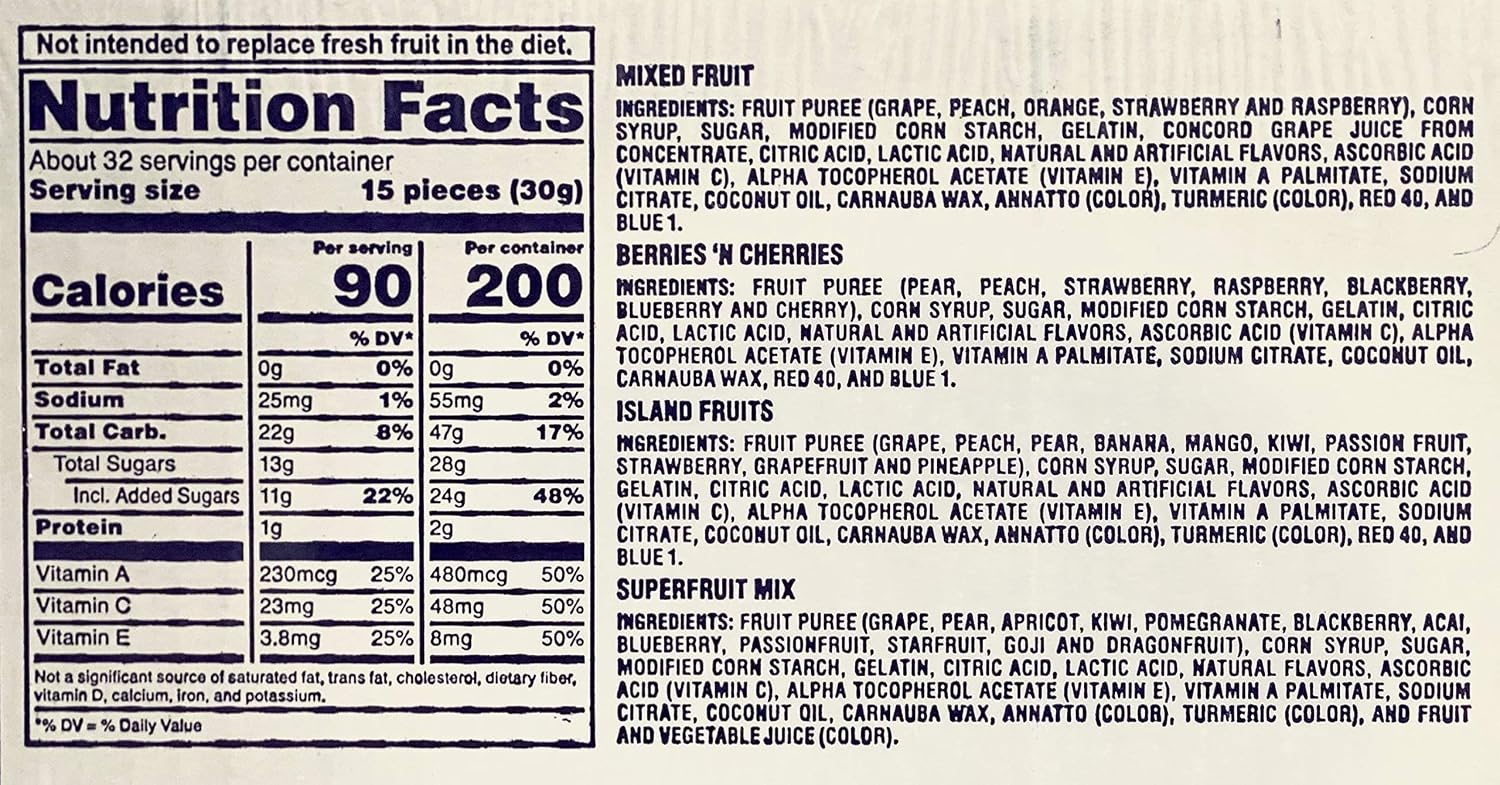 Welch's Fruit Snacks, Bulk Variety Pack with Mixed Fruit, Superfruit Mix, Island Fruits, Gluten Free, Bulk Pack, 2.25 oz (Pack of 16)