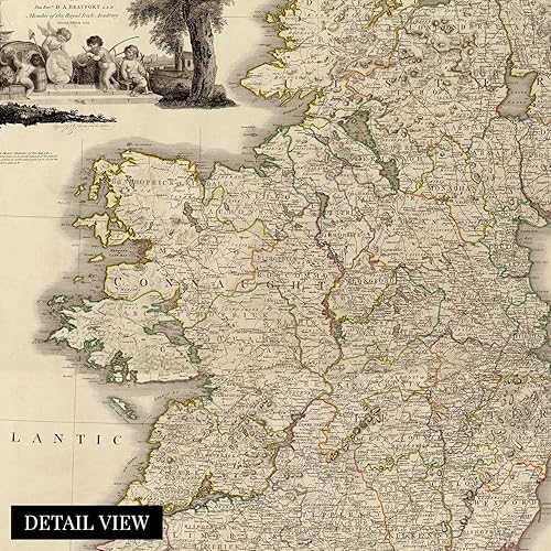 Miniatura 2 de HISTORIX Póster vintage de 1797 con mapa de Irlanda Arte de pared vintage de 24 x 30 pulgadas Mapa histórico de Irlanda Impresión de mapa de la