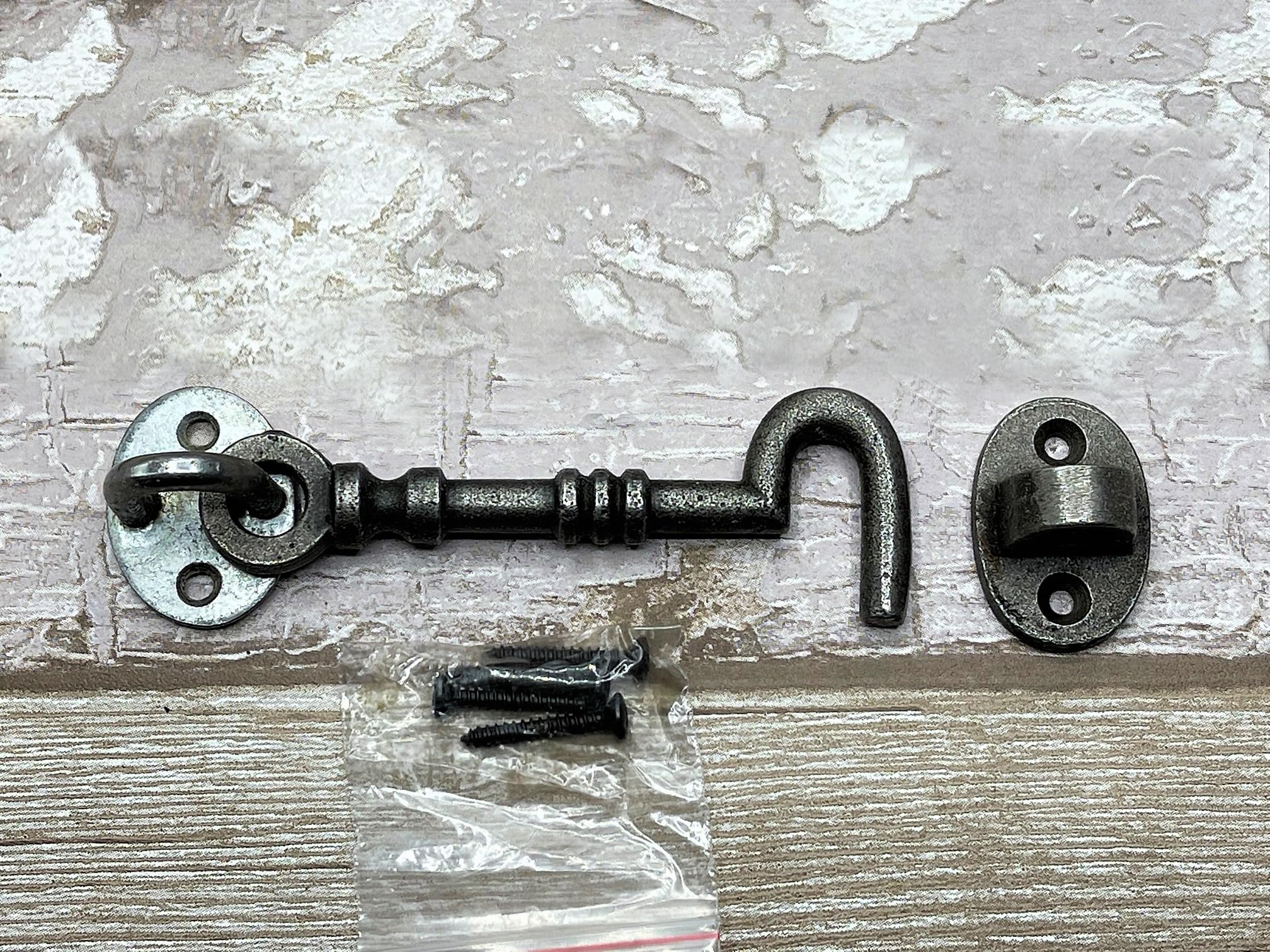 Fenzo Antique Cast Iron Hook Cabin Hook, Gate Latch, Door Latch, Door Hook/Cabin Hook Door Latch for Internal and External Doors, Windows, Garden Gate Latch (10cm)