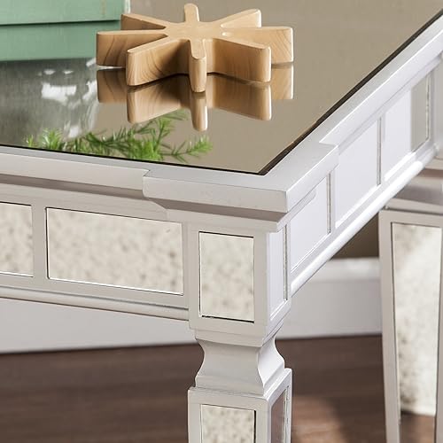 Miniatura 7 de SEI Furniture Glenview Glam - Mesa auxiliar cuadrada con espejo, color plateado mate