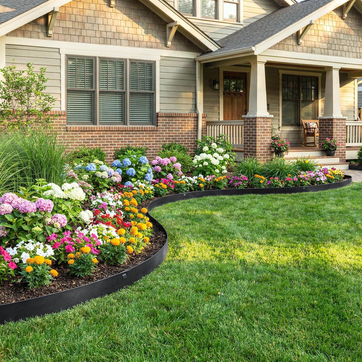 33ft. Metal Edging for Landscaping, 10 Pack 5 Inch Galvanized Steel Landscape Edging for Yard Pathway & Flower Beds, Metal Garden Edging with a Pair of Gloves (Black, 40" L x 5" H Each)